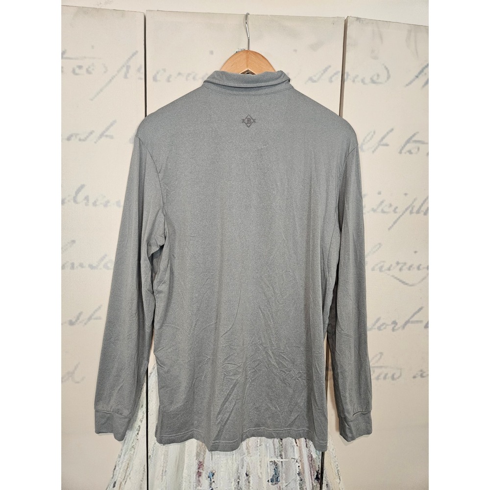 Burlebo Mens Long Sleeve Performance Polo Shirt Grey Stretch Size M 8154 - Picture 2 of 8